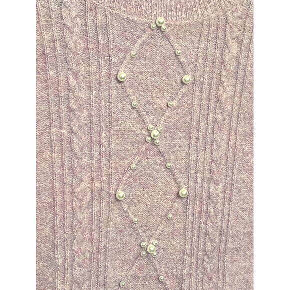 Elle Pink Pearl Embellished Mock Neck Sweater L - Picture 7 of 8